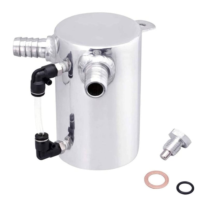 SPELAB Oil Catch Can Breather Tank Reservoir 0.5L Polished Aluminum with 19mm 3/4â€ Barb Inlet Outlet Silver - Image 1
